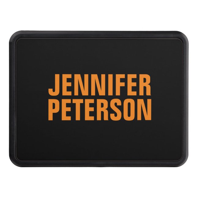 Professional minimalist modern bold orange black hitch cover (Front)