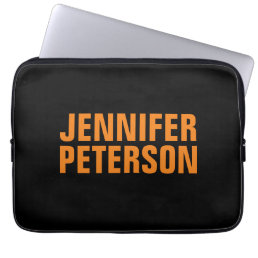 Professional minimalist modern bold orange black laptop sleeve