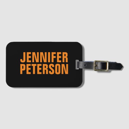 Professional minimalist modern bold orange black luggage tag