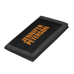 Professional minimalist modern bold orange black tri-fold wallet