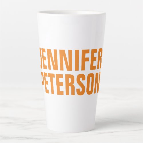Professional minimalist modern bold orange white latte mug