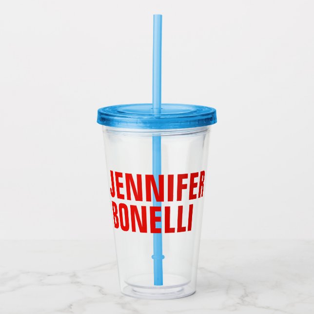 Professional minimalist modern bold red white acrylic tumbler (Front)