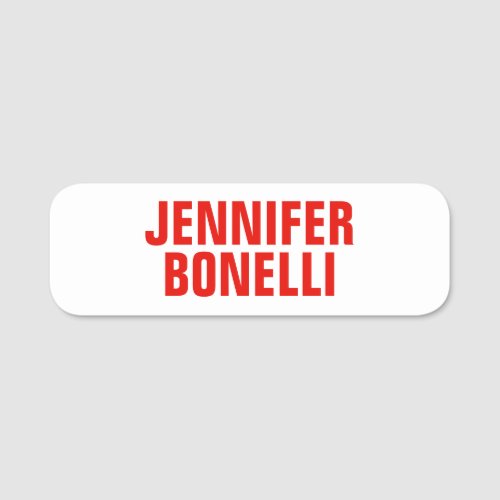 Professional minimalist modern bold red white name tag