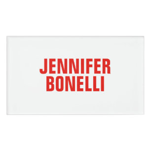Professional minimalist modern bold red white name tag