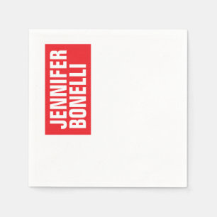 Professional minimalist modern bold red white napkins
