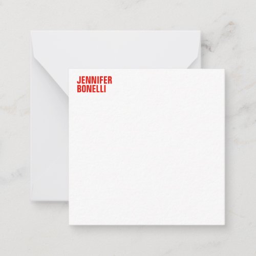 Professional minimalist modern bold red white note card