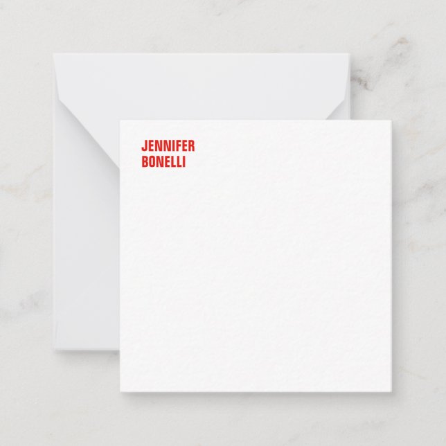 Professional minimalist modern bold red white note card (Front)