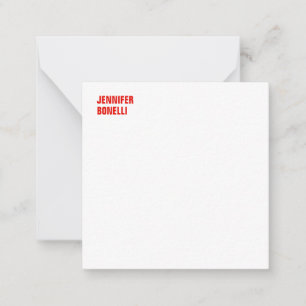Professional minimalist modern bold red white note card