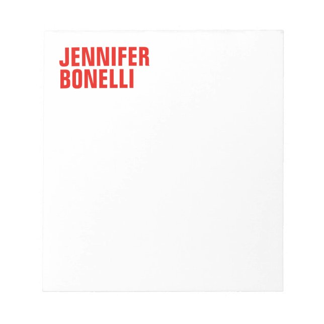 Professional minimalist modern bold red white notepad (Front)
