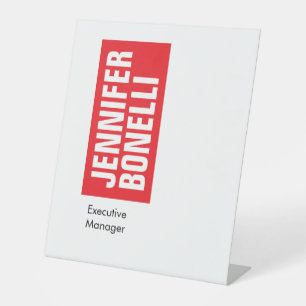Professional minimalist modern bold red white pedestal sign