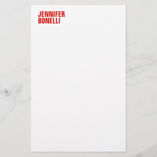 Professional minimalist modern bold red white stationery