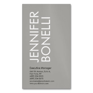 Professional minimalist modern bold text grey  business card magnet