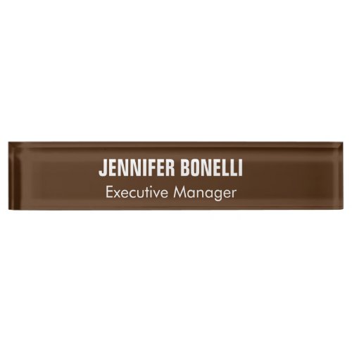Professional minimalist modern brown colored desk name plate