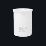 Professional minimalist modern calligraphy name beverage pitcher<br><div class="desc">A great design with calligraphy letters on a white background. You will draw all the attention to yourself. Your name in bold and its direction will surprise everyone in an instant.</div>