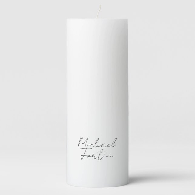 Professional minimalist modern calligraphy name pillar candle (Front)