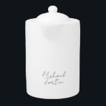 Professional minimalist modern calligraphy name teapot<br><div class="desc">A great design with calligraphy letters on a white background. You will draw all the attention to yourself. Your name in bold and its direction will surprise everyone in an instant.</div>