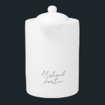 Professional minimalist modern calligraphy name teapot<br><div class="desc">A great design with calligraphy letters on a white background. You will draw all the attention to yourself. Your name in bold and its direction will surprise everyone in an instant.</div>