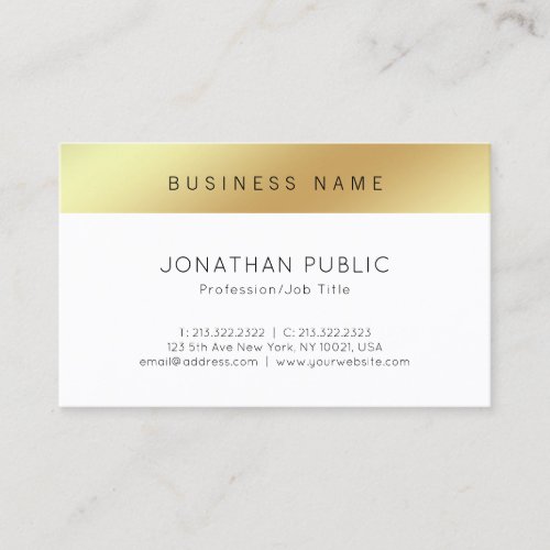Professional Minimalist Modern Chic Clean Gold Top Business Card