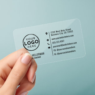 Professional Minimalist Modern Custom Company Logo Clear Business Cards