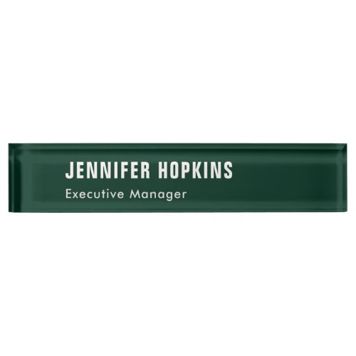 Professional minimalist modern dark green desk name plate