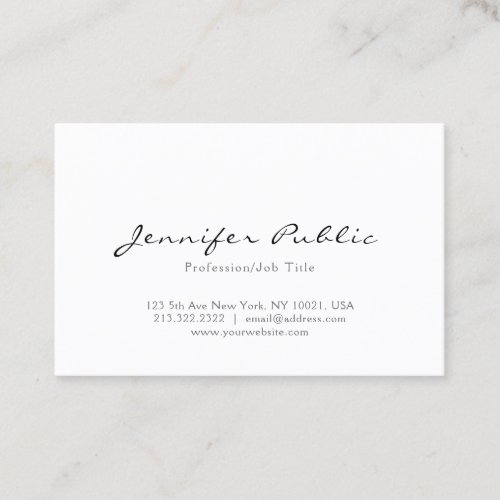 Professional Minimalist Modern Elegant Sleek Plain Business Card