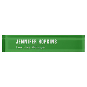 Professional minimalist modern forest green desk name plate