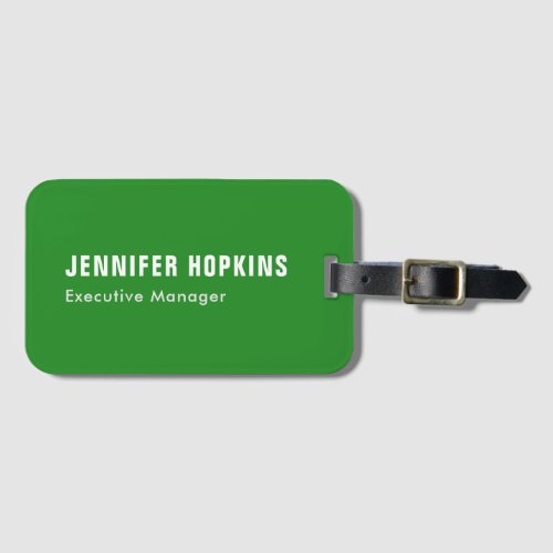 Professional minimalist modern forest green luggage tag