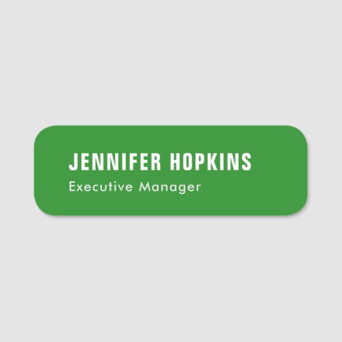 Professional minimalist modern forest green name tag