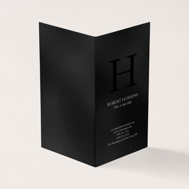 Professional minimalist modern gray monogram business card (Outside)