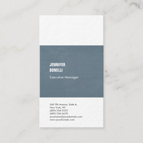 Professional minimalist modern grey blue white business card