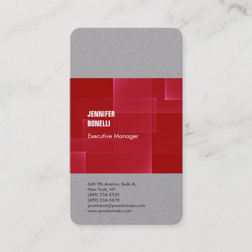 Professional minimalist modern grey red plain business card