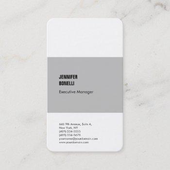 Professional Minimalist Modern Grey White Business Card by hizli_art at Zazzle