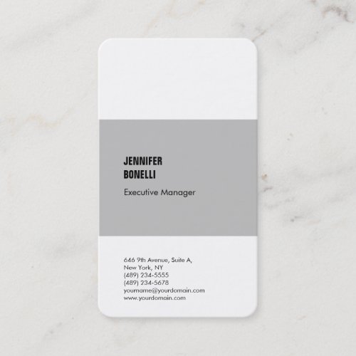 Professional minimalist modern grey white business card
