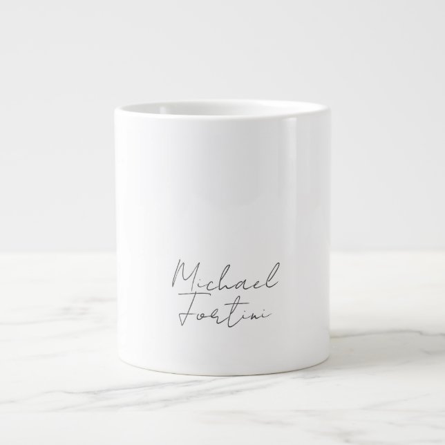 Professional minimalist modern grey white giant coffee mug (Front)