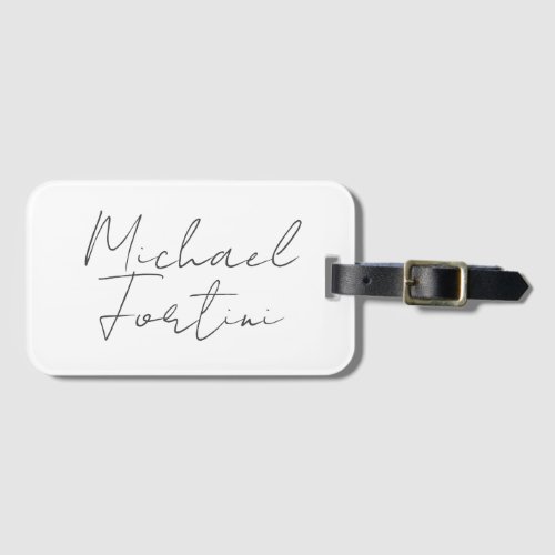 Professional minimalist modern grey white luggage tag