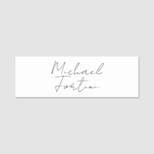 Professional minimalist modern grey white name tag