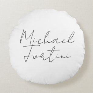 Professional minimalist modern grey white round pillow