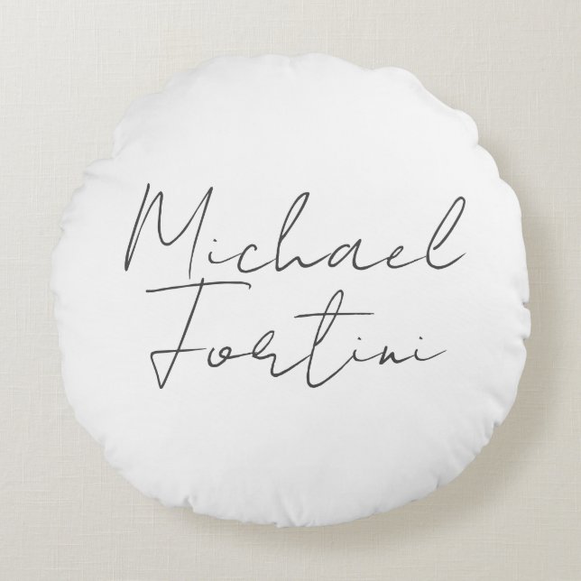 Professional minimalist modern grey white round pillow (Front)