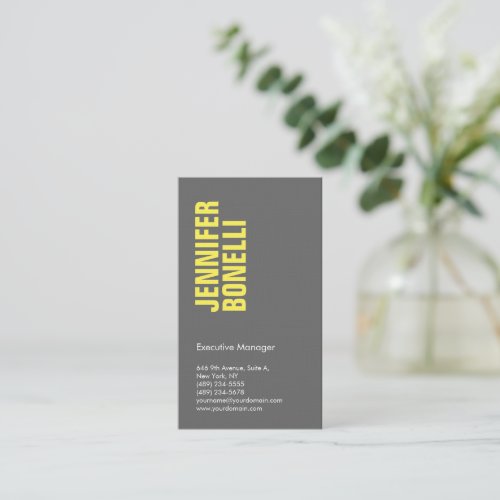 Professional minimalist modern grey yellow linen business card