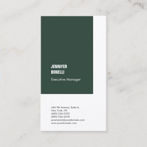 Professional minimalist modern greyish green white business card
