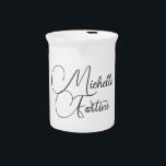 Professional minimalist modern handwriting name beverage pitcher<br><div class="desc">A great design with calligraphy letters on a white background. You will draw all the attention to yourself. Your name in bold and its direction will surprise everyone in an instant.</div>