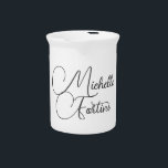 Professional minimalist modern handwriting name beverage pitcher<br><div class="desc">A great design with calligraphy letters on a white background. You will draw all the attention to yourself. Your name in bold and its direction will surprise everyone in an instant.</div>