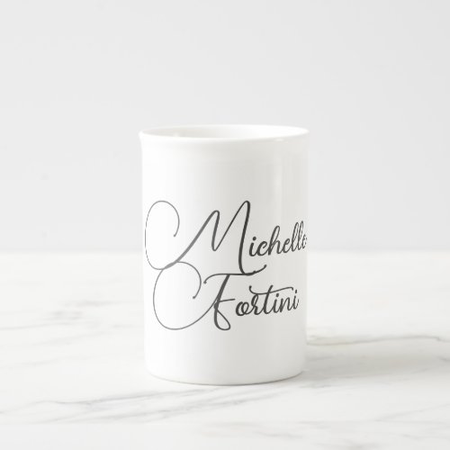 Professional minimalist modern handwriting name bone china mug