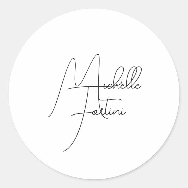 Professional minimalist modern handwriting name classic round sticker (Front)