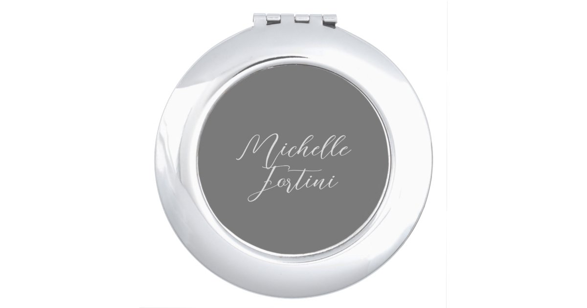Professional minimalist modern handwriting name compact mirror | Zazzle