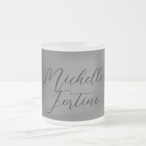 Professional minimalist modern handwriting name frosted glass coffee mug
