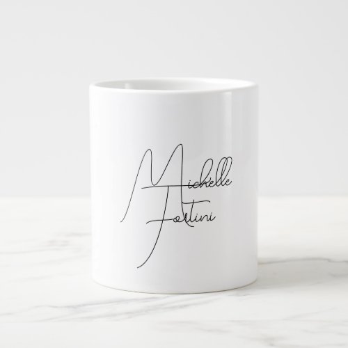 Professional minimalist modern handwriting name giant coffee mug
