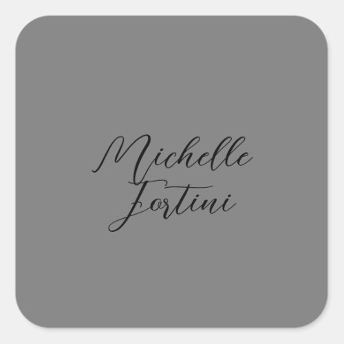Professional minimalist modern handwriting name square sticker