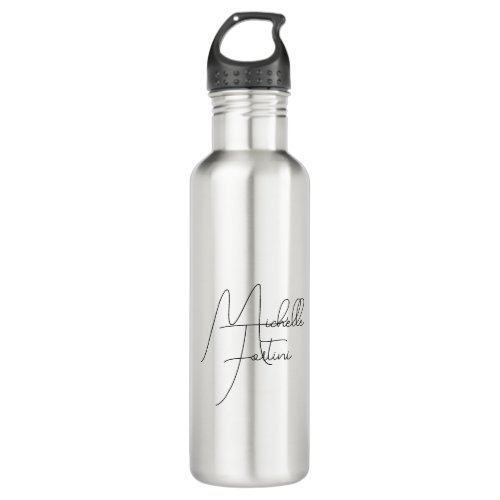 Professional minimalist modern handwriting name stainless steel water bottle