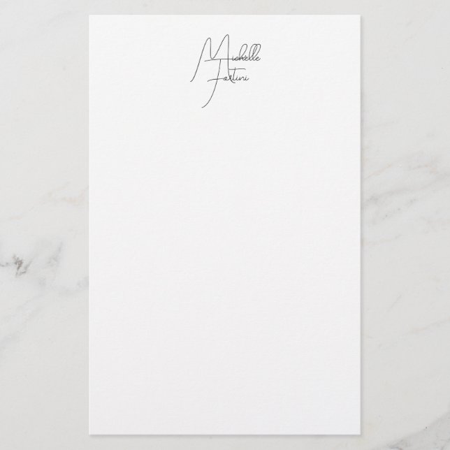 Professional minimalist modern handwriting name stationery (Front)